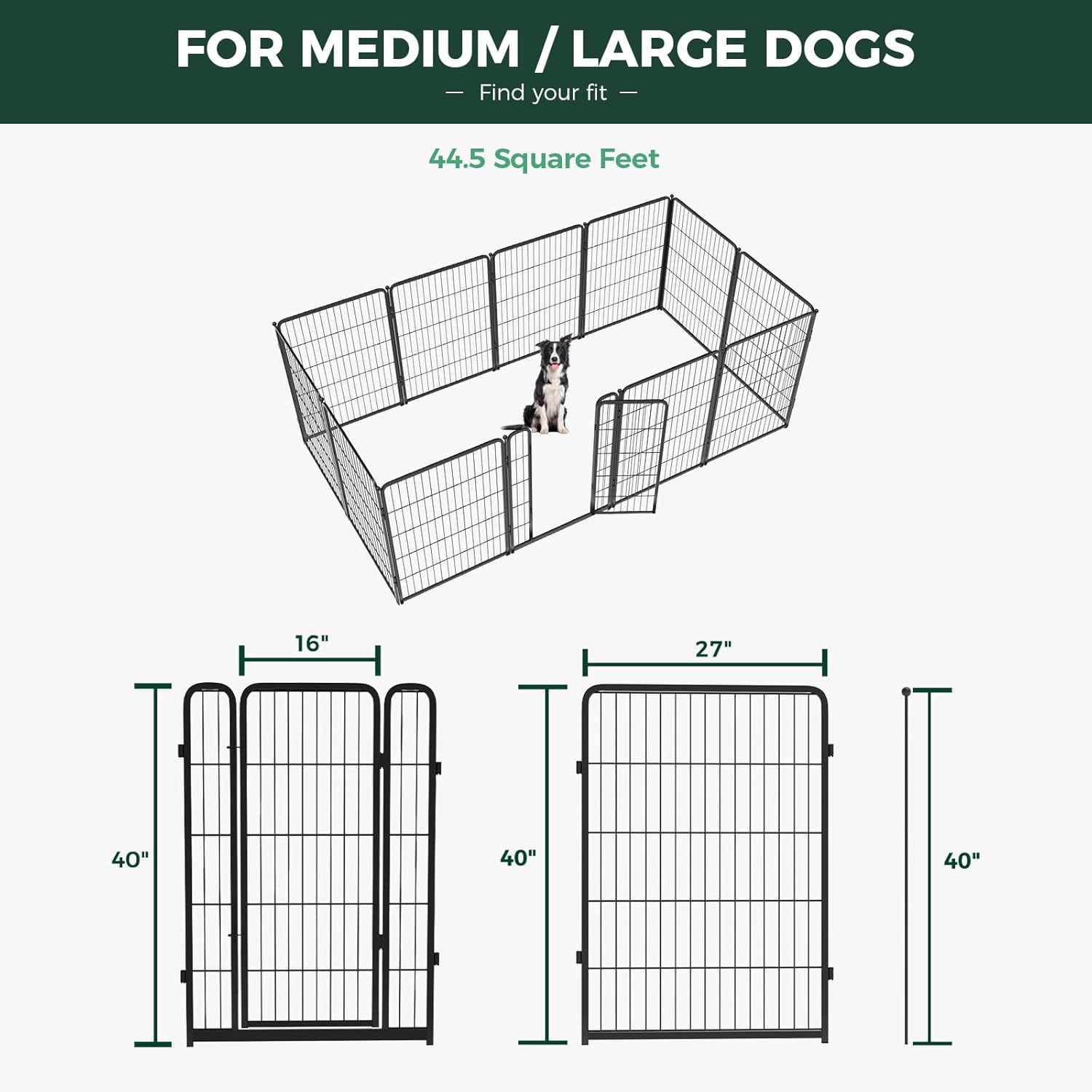 Bundle - Black Homeplus Dog Playpen & Dog Playpen Partition Connector(Pack of 2)