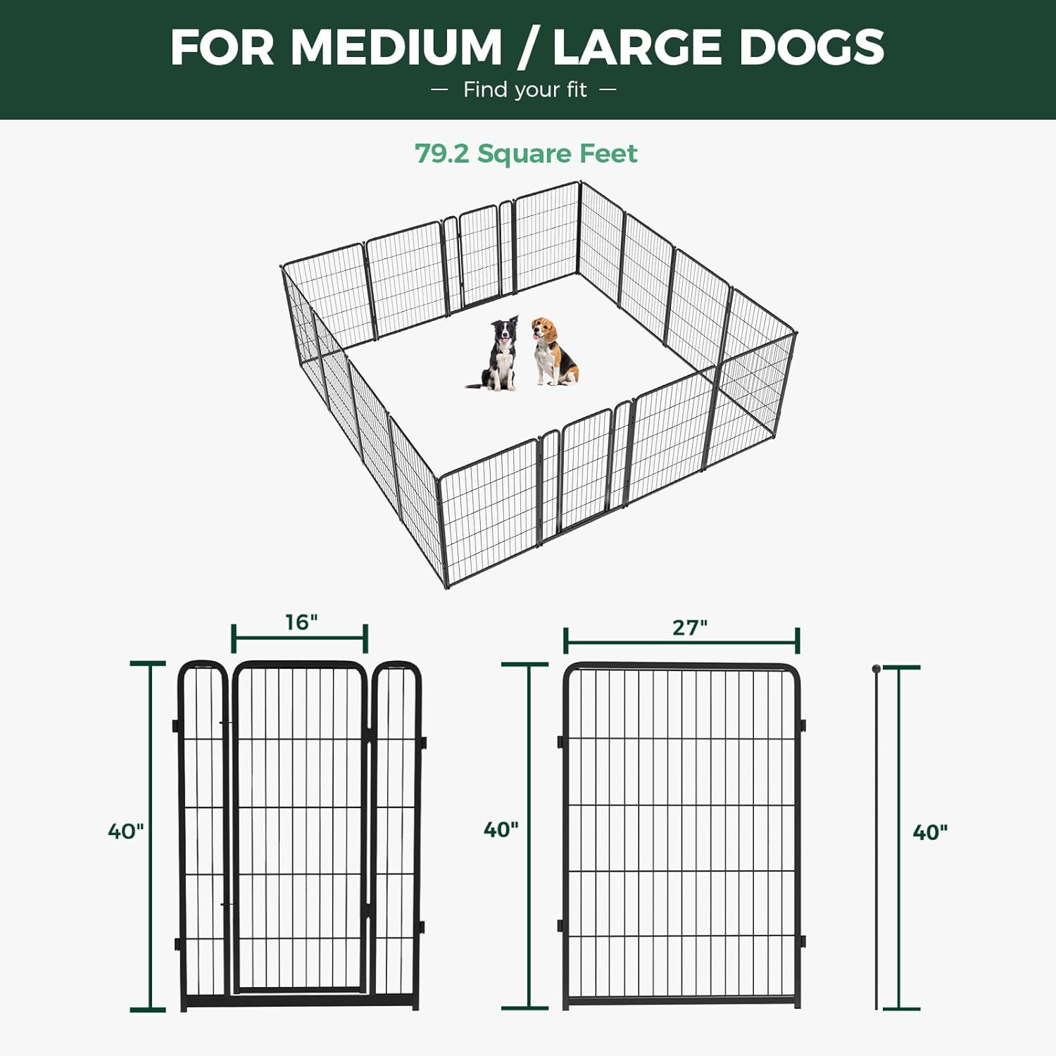 Bundle - Black Homeplus Dog Playpen & Dog Playpen Partition Connector(Pack of 2)