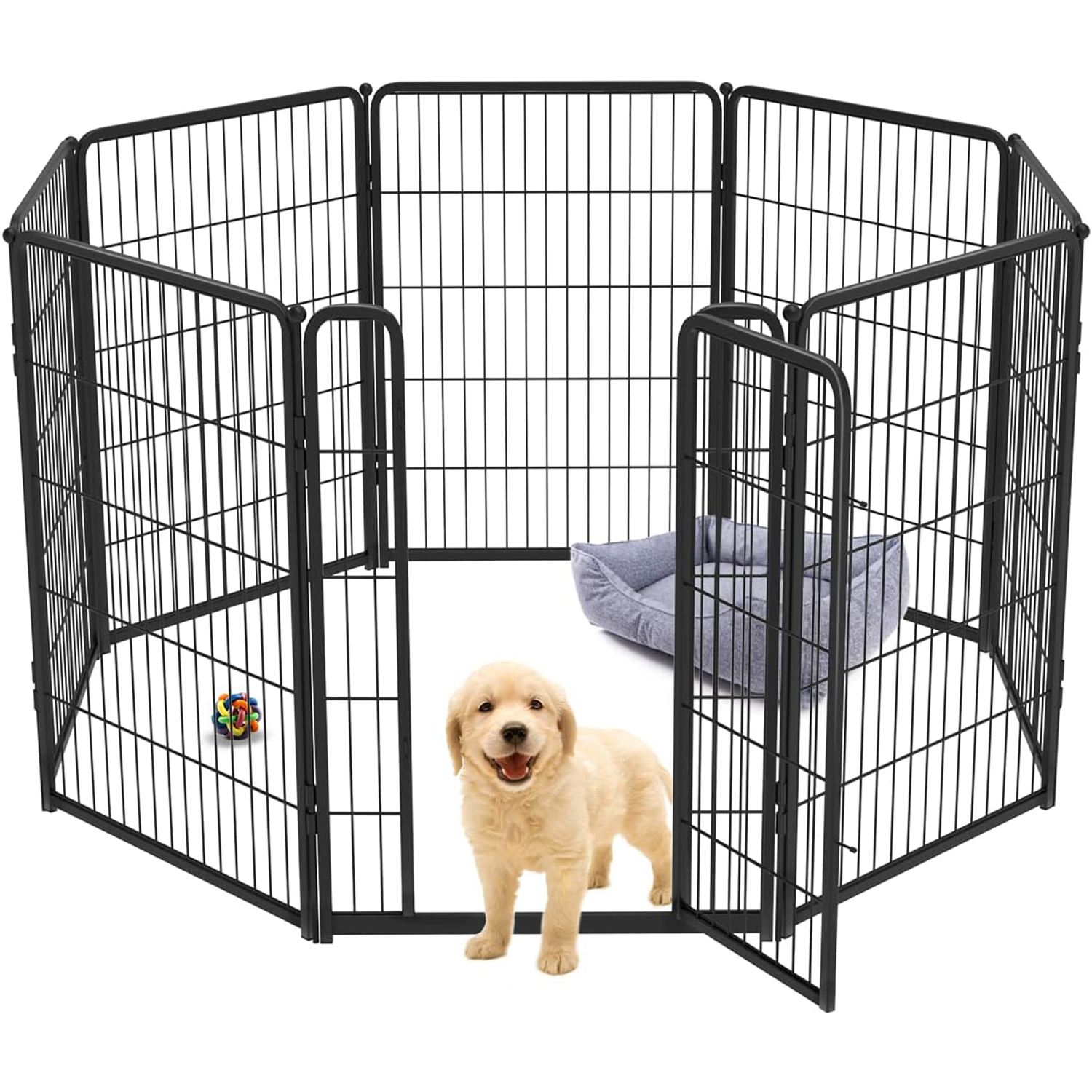 Bundle - Black Homeplus Dog Playpen & Dog Playpen Partition Connector(Pack of 2)