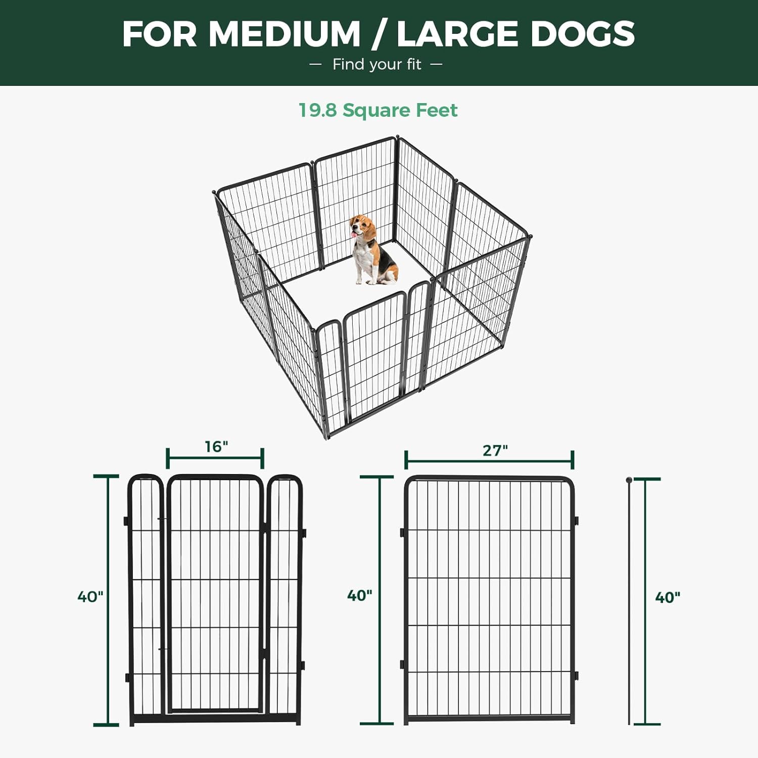 Bundle - Black Homeplus Dog Playpen & Dog Playpen Partition Connector(Pack of 2)