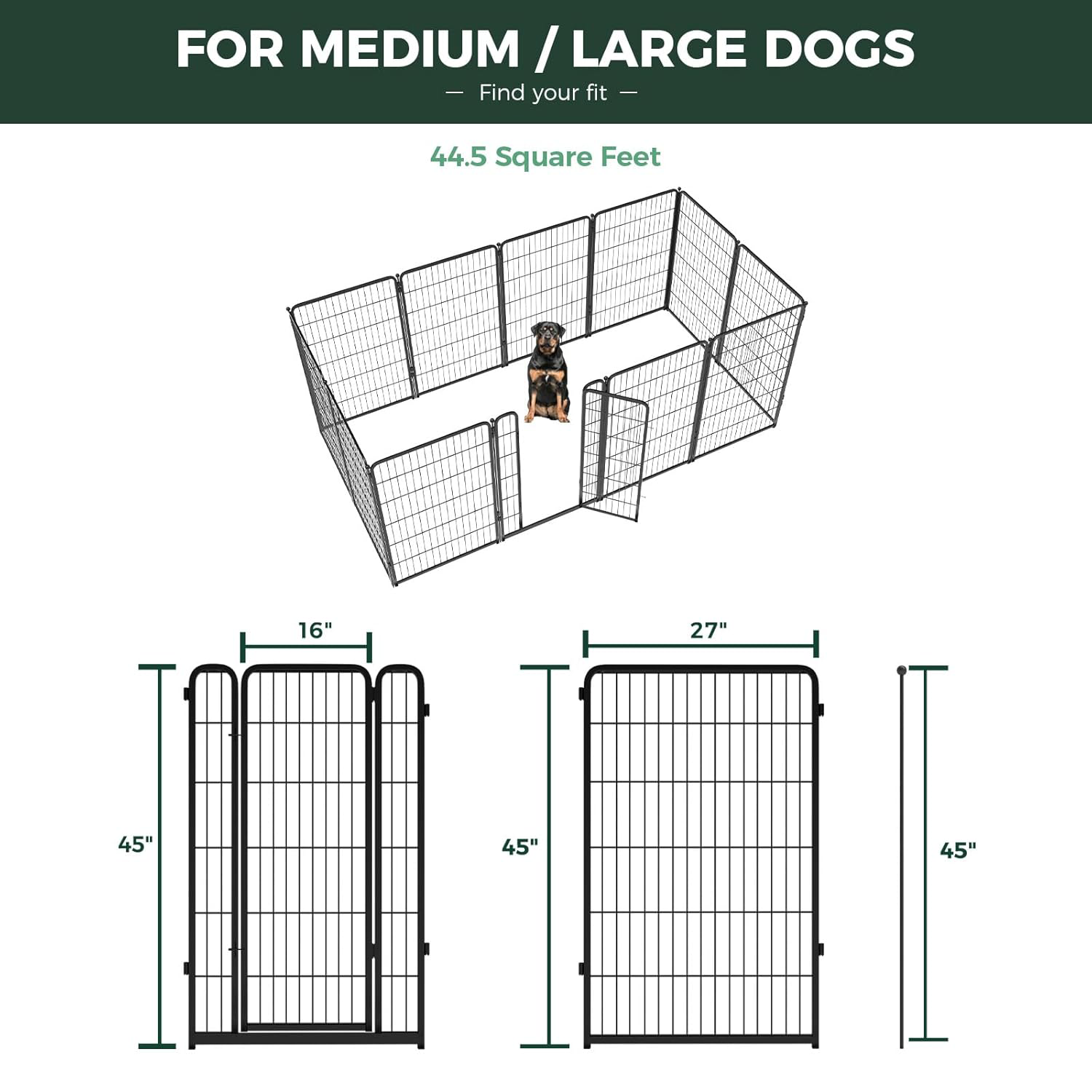 Bundle - Black Homeplus Dog Playpen & Dog Playpen Partition Connector(Pack of 2)