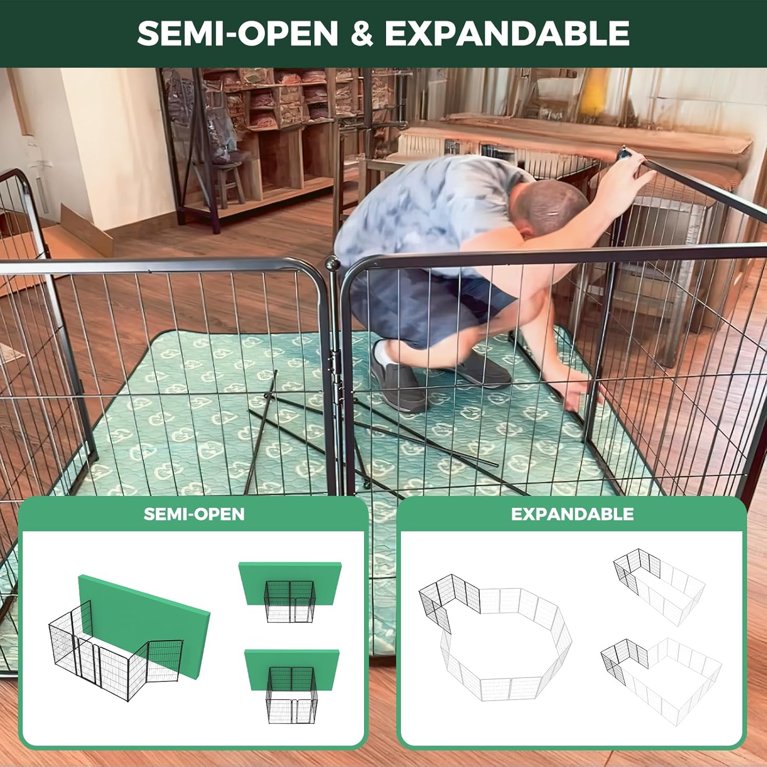 Bundle - Black Homeplus Dog Playpen & Dog Playpen Partition Connector(Pack of 2)