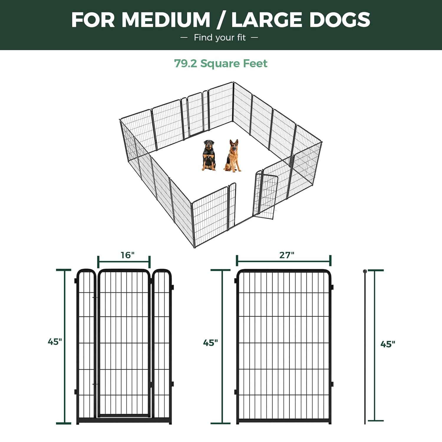 Bundle - Black Homeplus Dog Playpen & Dog Playpen Partition Connector(Pack of 2)