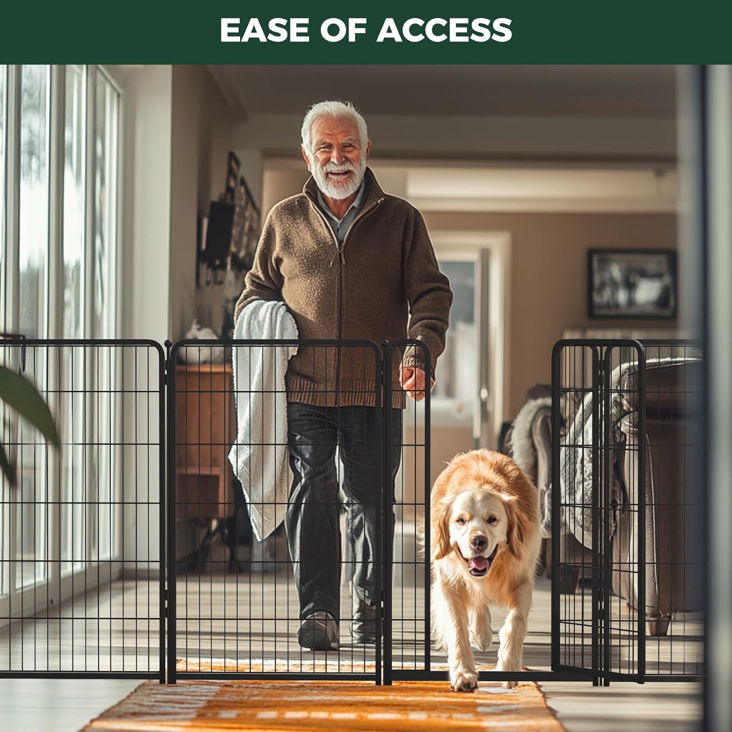 Bundle - Black Homeplus Dog Playpen & Dog Playpen Partition Connector(Pack of 2)