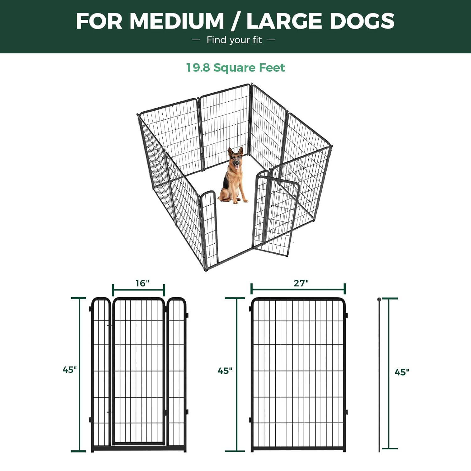 Bundle - Black Homeplus Dog Playpen & Dog Playpen Partition Connector(Pack of 2)