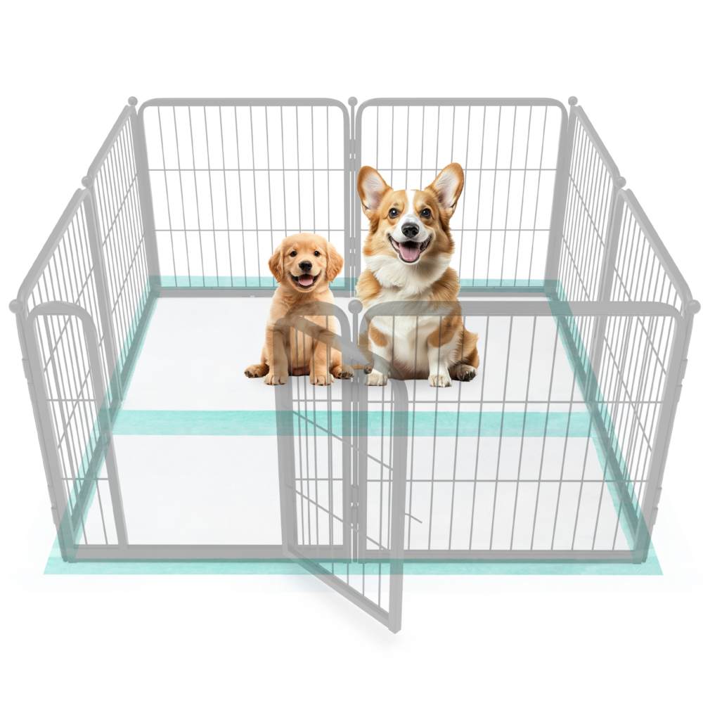 Bundle Homeplus Dog Playpen & Green Extra Large Disposable Puppy Pads