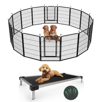 Bundle - Rollick Dog Playpen & TitanNest Cooling Dog Bed