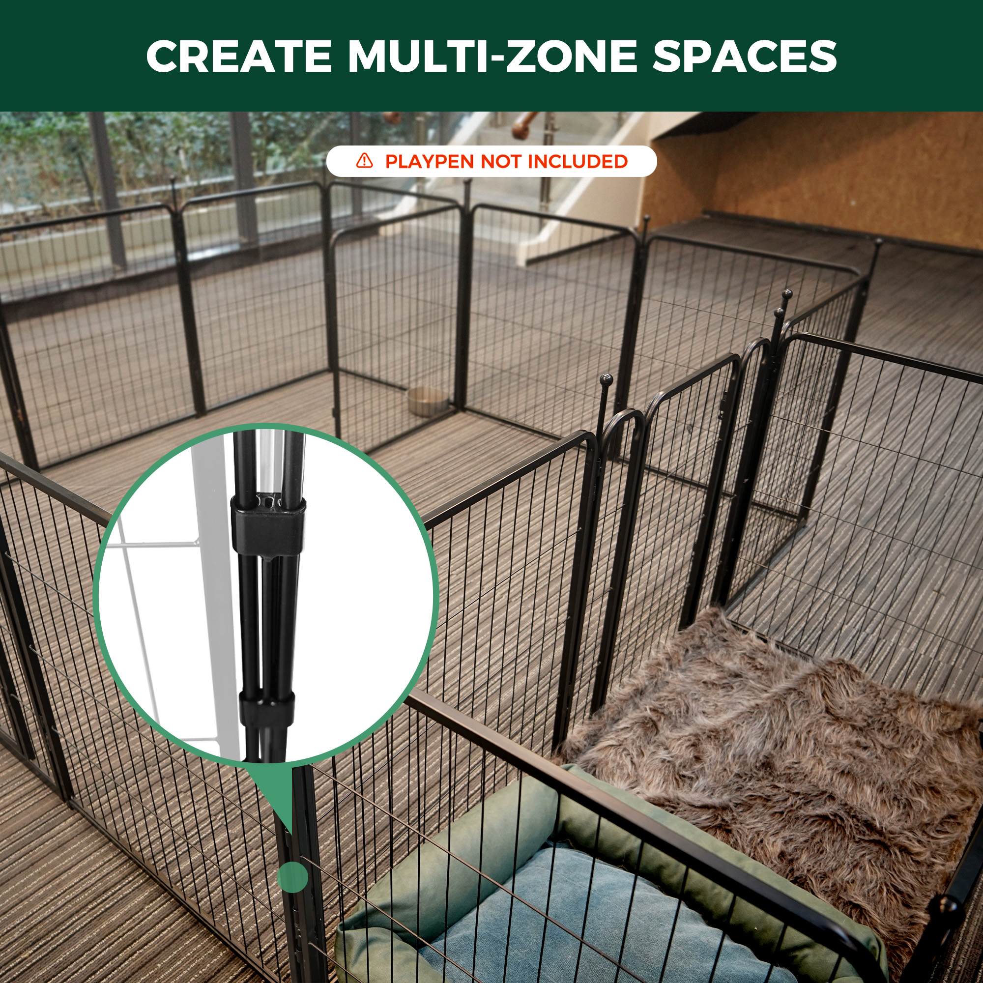 Dog Playpen Partition Connector (Pack of 2) Fits for Homeplus/Rollick/Instant Dog Playpen FXW
