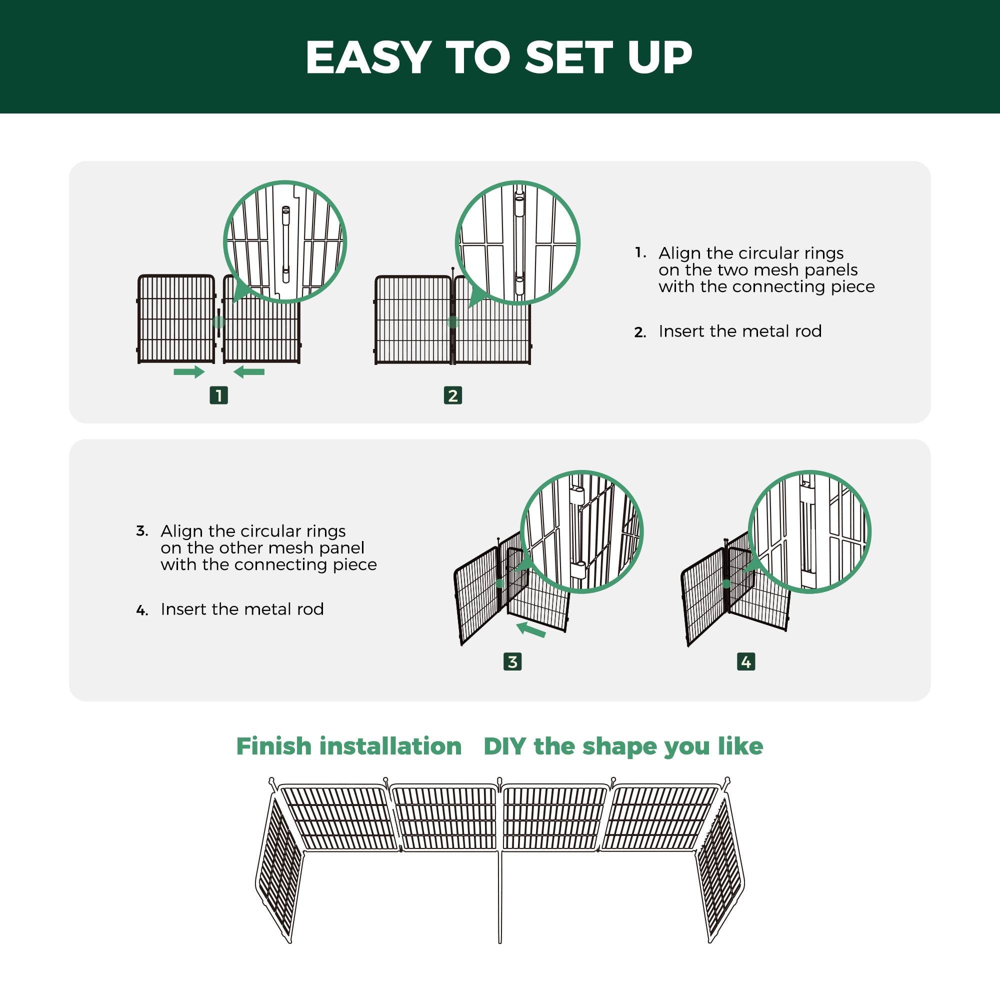 Dog Playpen Partition Connector (Pack of 2) Fits for Homeplus/Rollick/Instant Dog Playpen