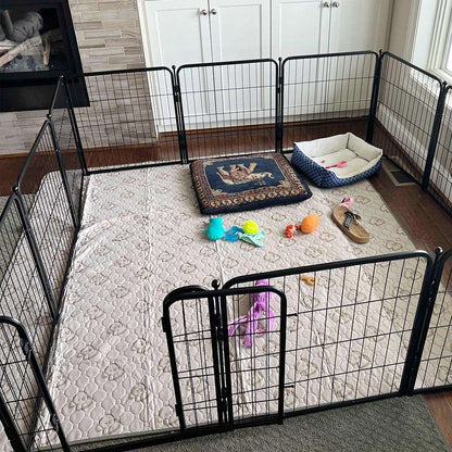 Bundle - Black Homeplus Dog Playpen & Fence-to- Wall Anchor & Pee Pad (3 PCs) FXW
