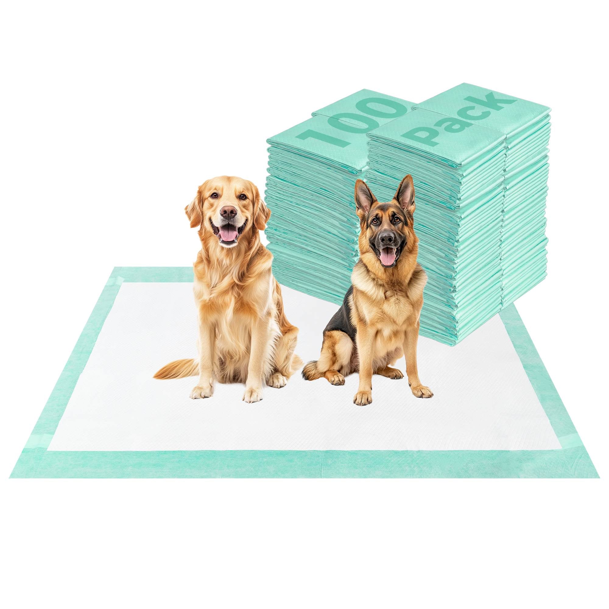 Extra Large Disposable Puppy Pads for Potty Training and Whelping 60x33.5 inch Green 100 FXW