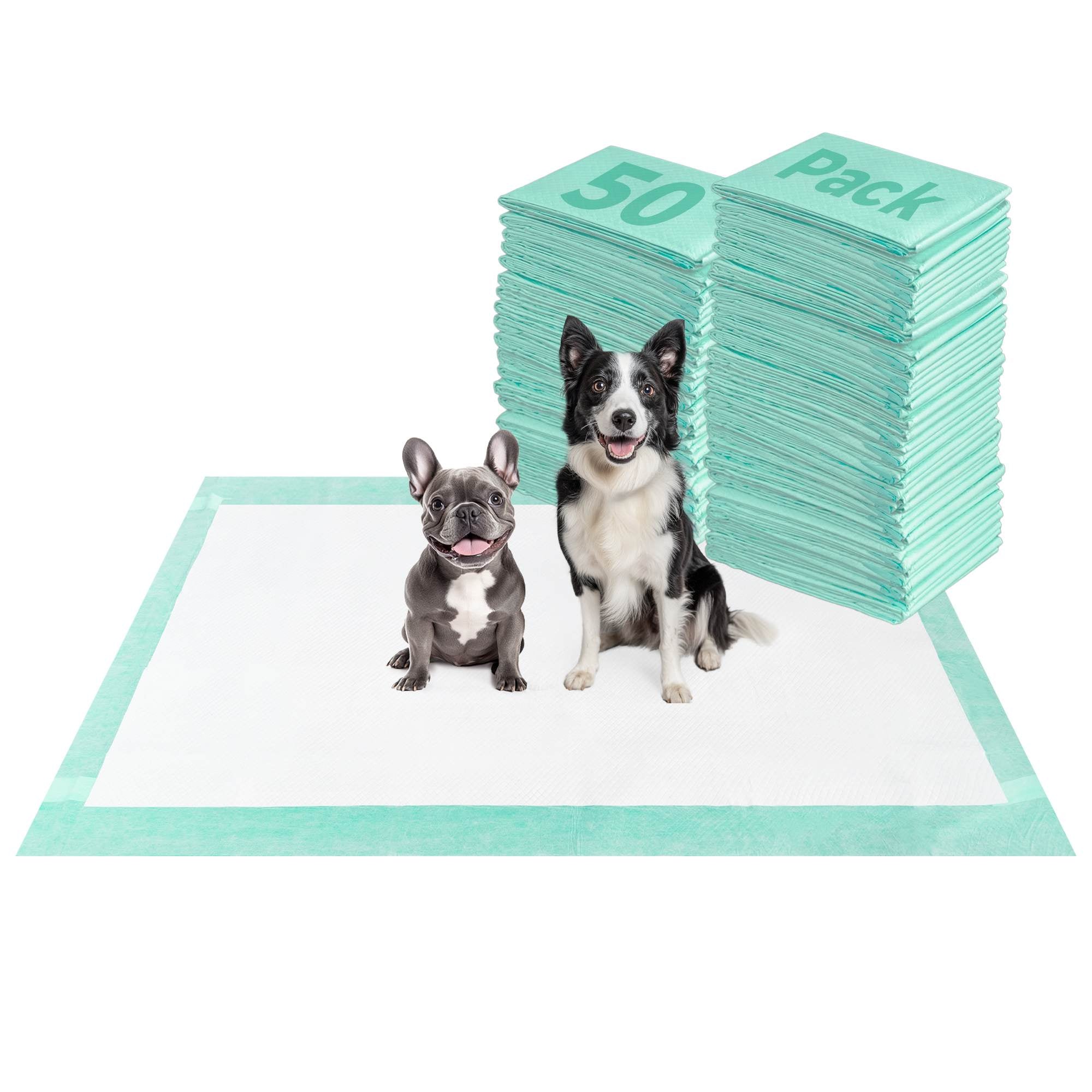 Extra Large Disposable Puppy Pads for Potty Training and Whelping 51x29 inch Green 50 FXW