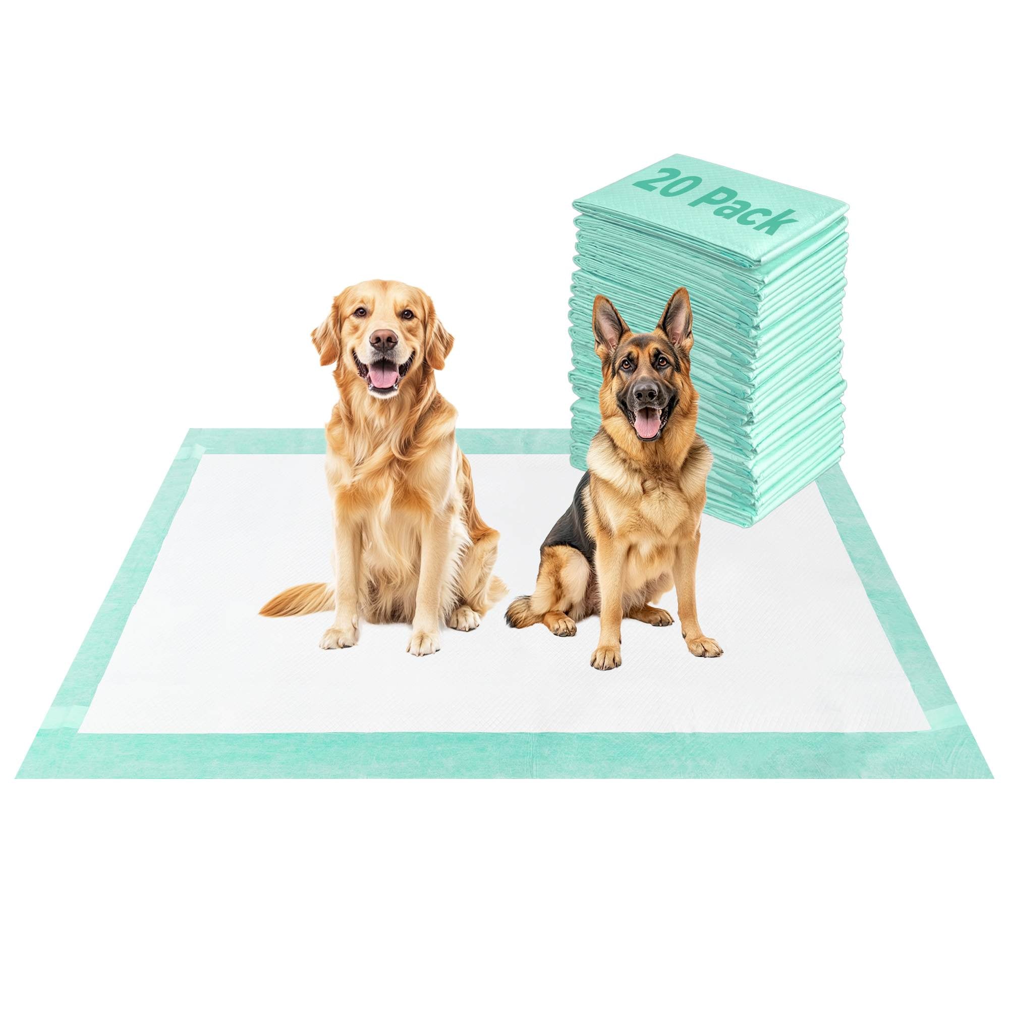 Extra Large Disposable Puppy Pads for Potty Training and Whelping 60x33.5 inch Green 20 FXW