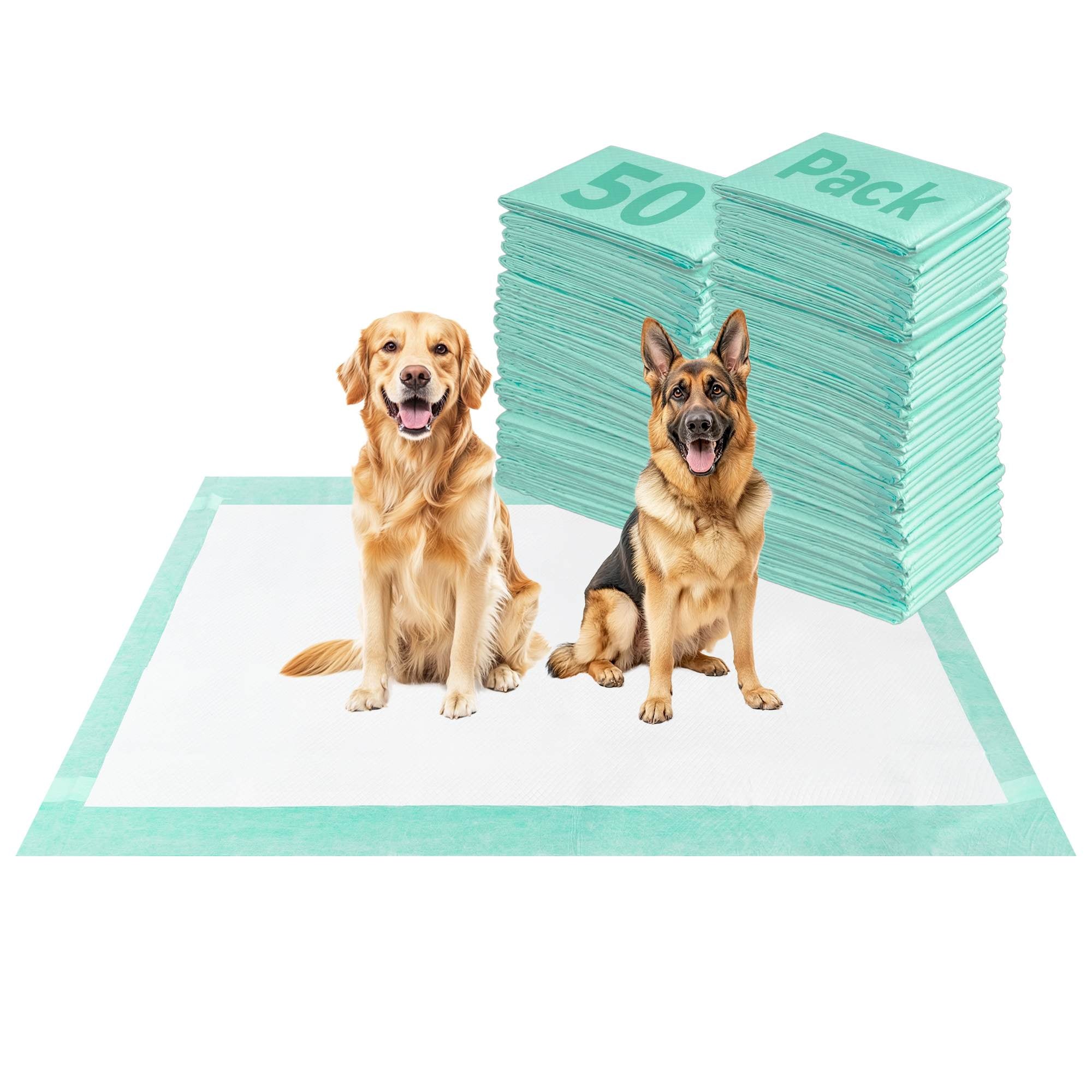 Extra Large Disposable Puppy Pads for Potty Training and Whelping 60x33.5 inch Green 50 FXW