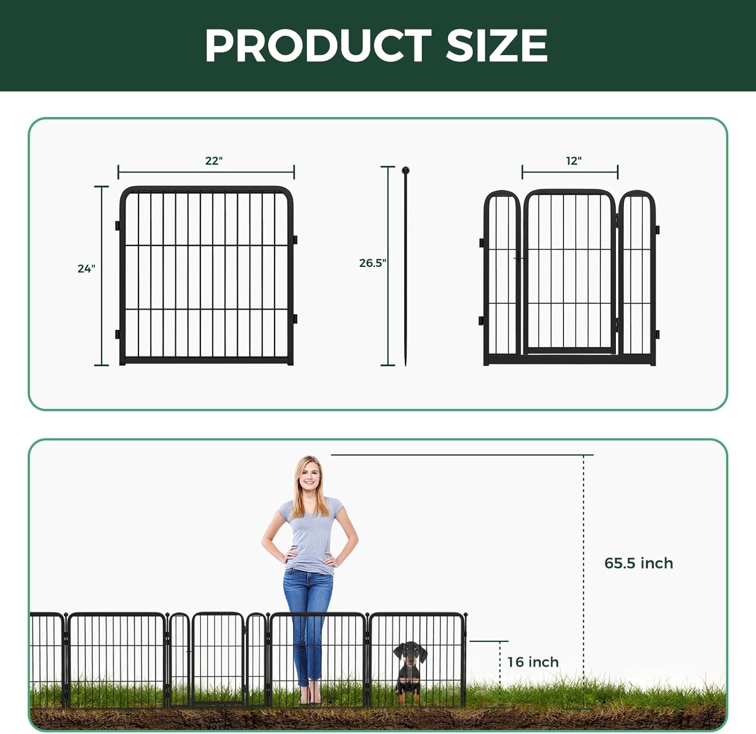 FXW Garden Fence Outdoor for The Yard - Black
