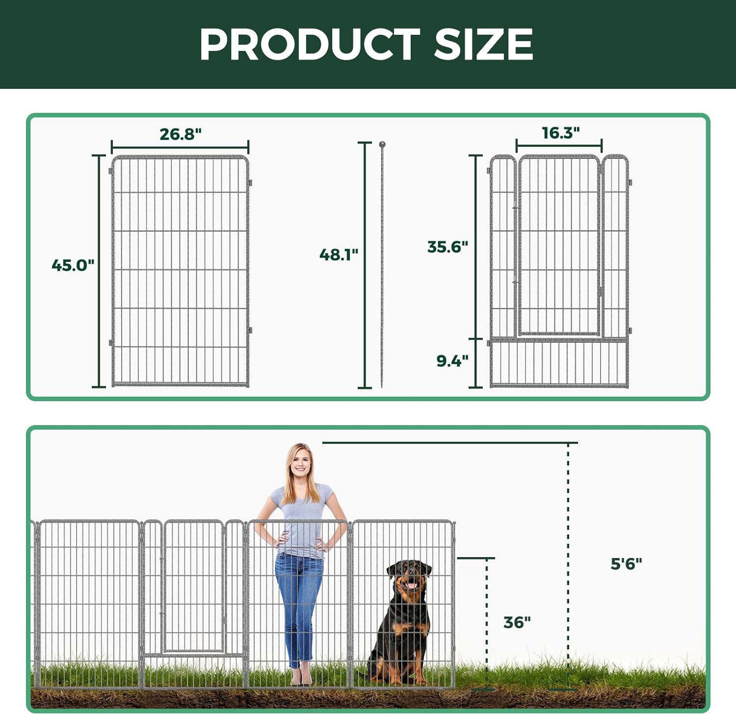 FXW Garden Fence Outdoor for The Yard - Silver