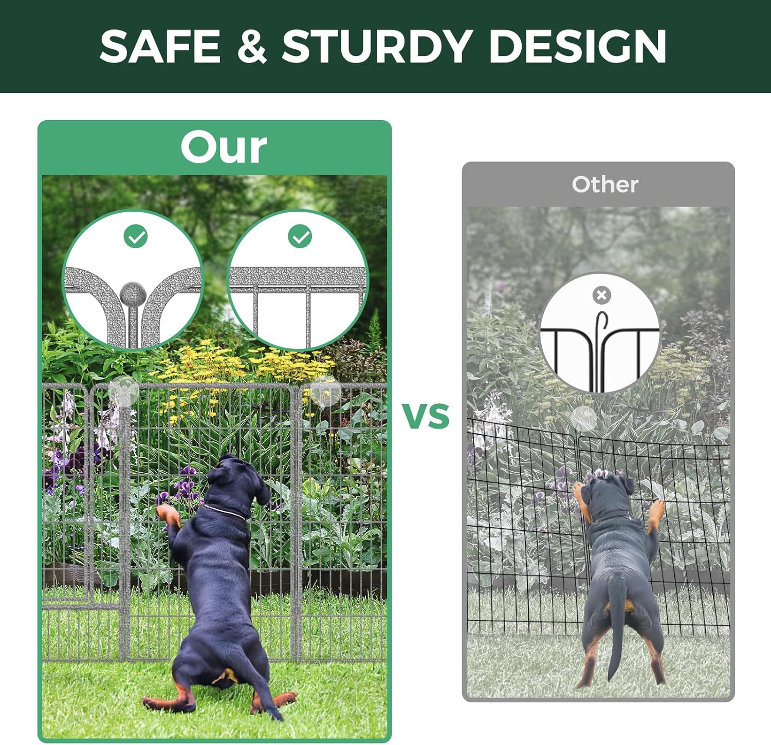 FXW Garden Fence Outdoor for The Yard - Silver