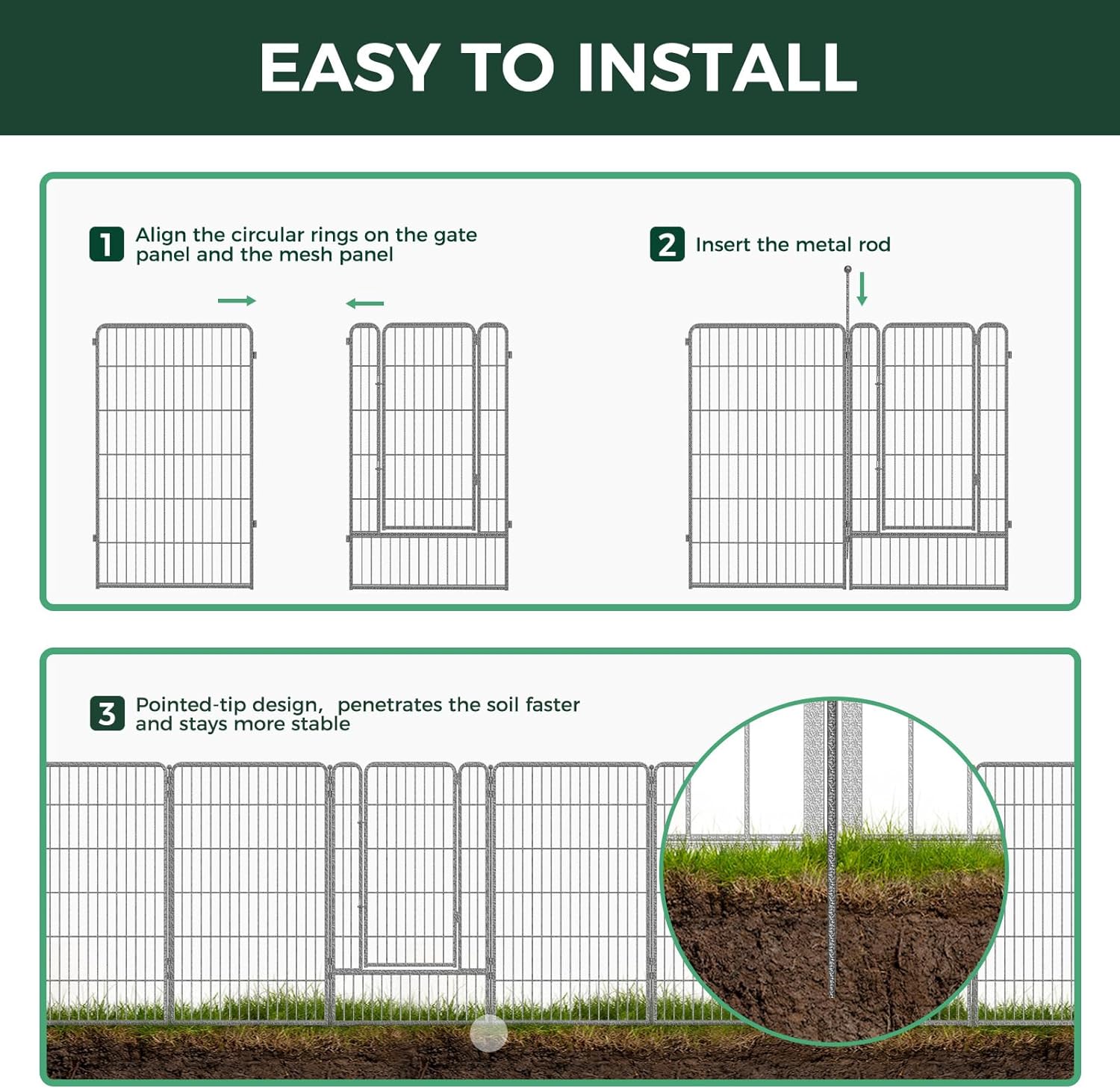 FXW Garden Fence Outdoor for The Yard - Silver