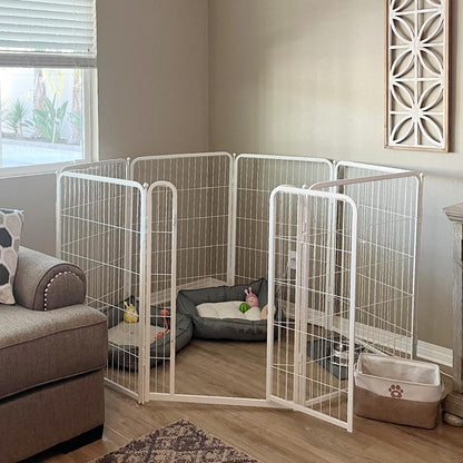 Bundle - White Homeplus Dog Playpen & Fence-to- Wall Anchor & Pee Pad (3 PCs) FXW