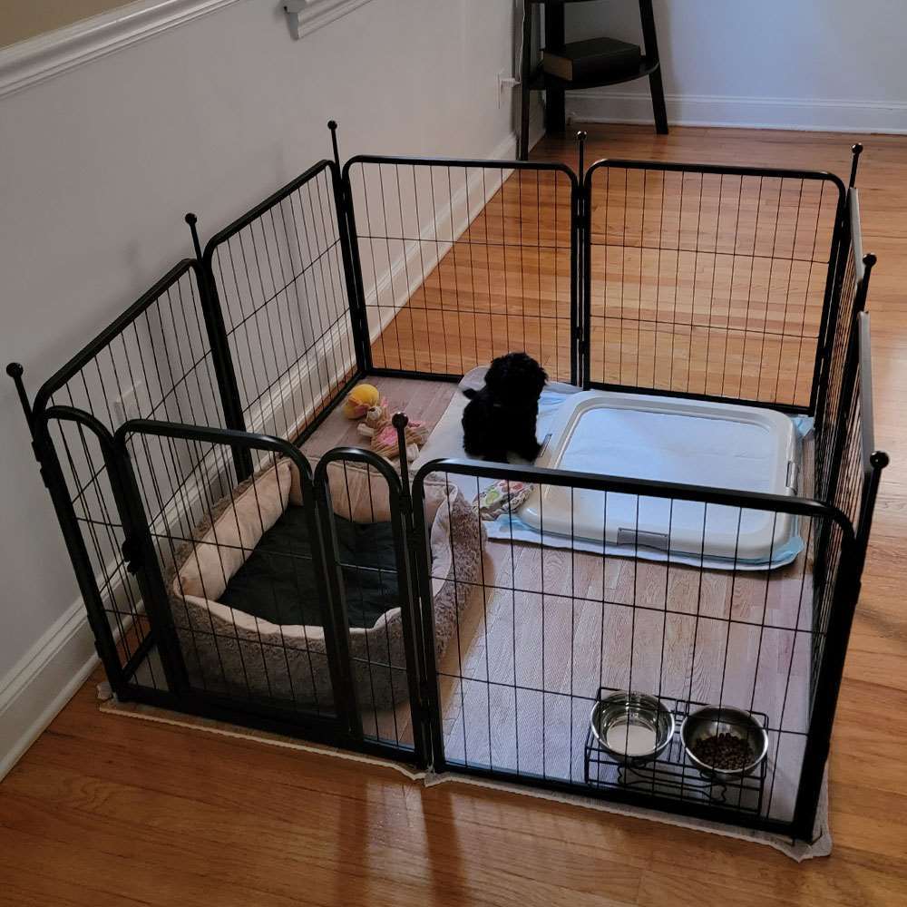 Homeplus Dog Playpen for Indoor Use Black 24 inch 2 Panels FXW