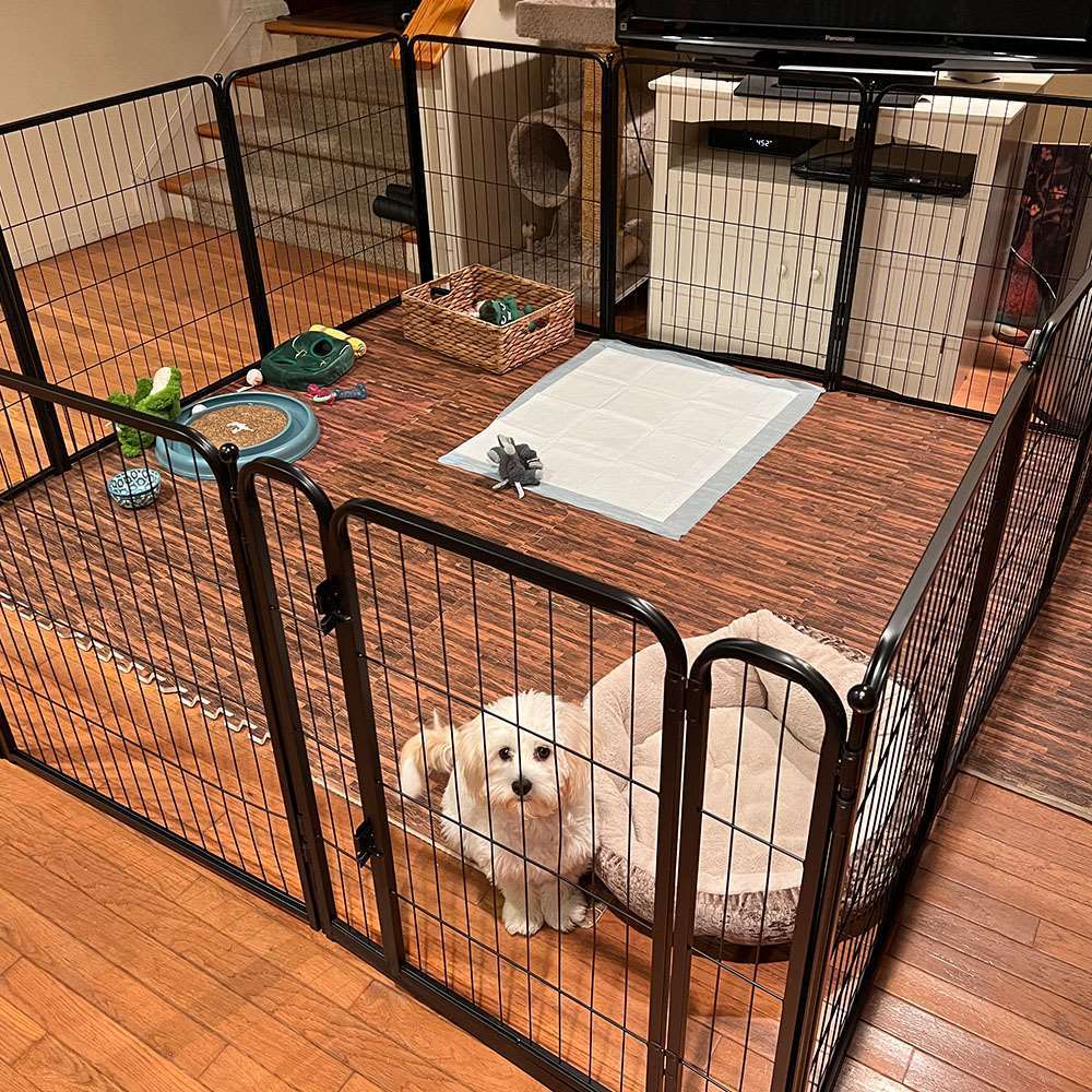 Homeplus Dog Playpen for Indoor Use Black 32 inch 11 Panels & 1 Gate FXW