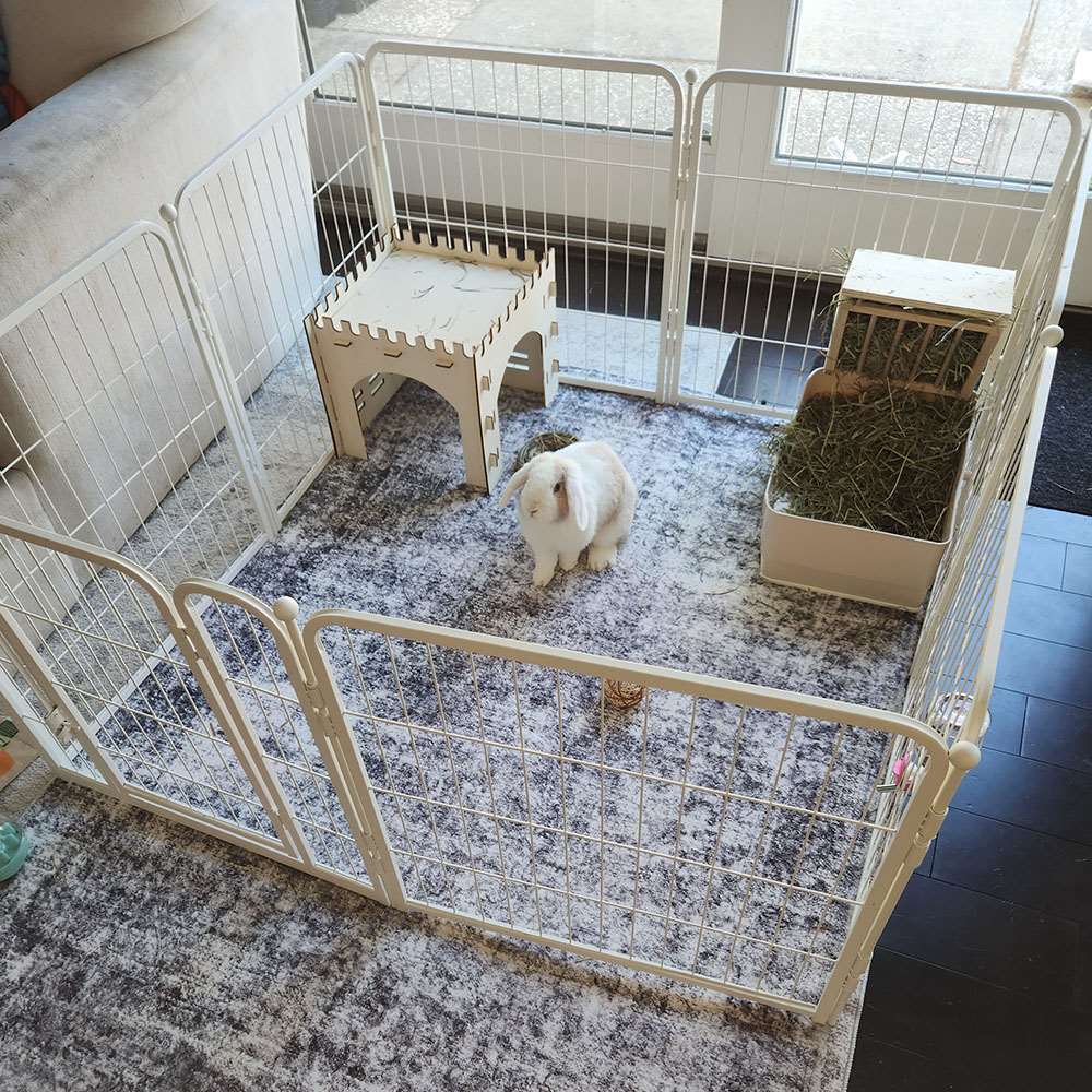 Homeplus Dog Playpen for Indoor Use White 24 inch 7 Panels & 1 Gate FXW