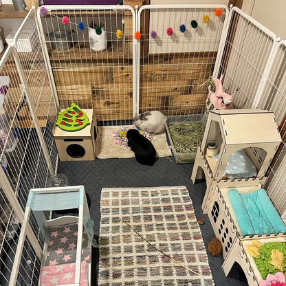 Homeplus Dog Playpen for Indoor Use White 40 inch 11 Panels & 1 Gate FXW