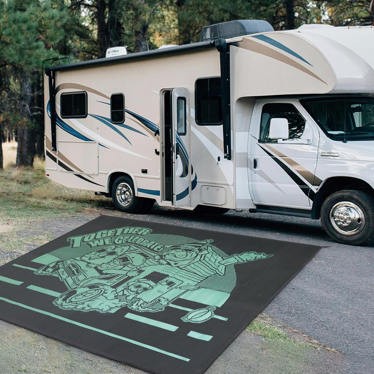 7x12 Rv Rug Let's ROLL RV Rug – Designed for RV Adventures with Your Dog – FXW