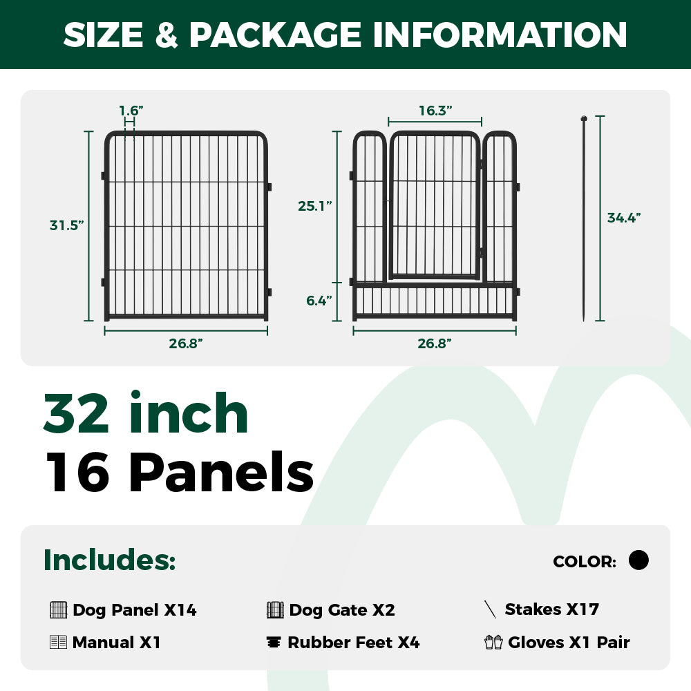 32 Inch 16 Panels Rollick Dog Playpen for All-Terrain FXW