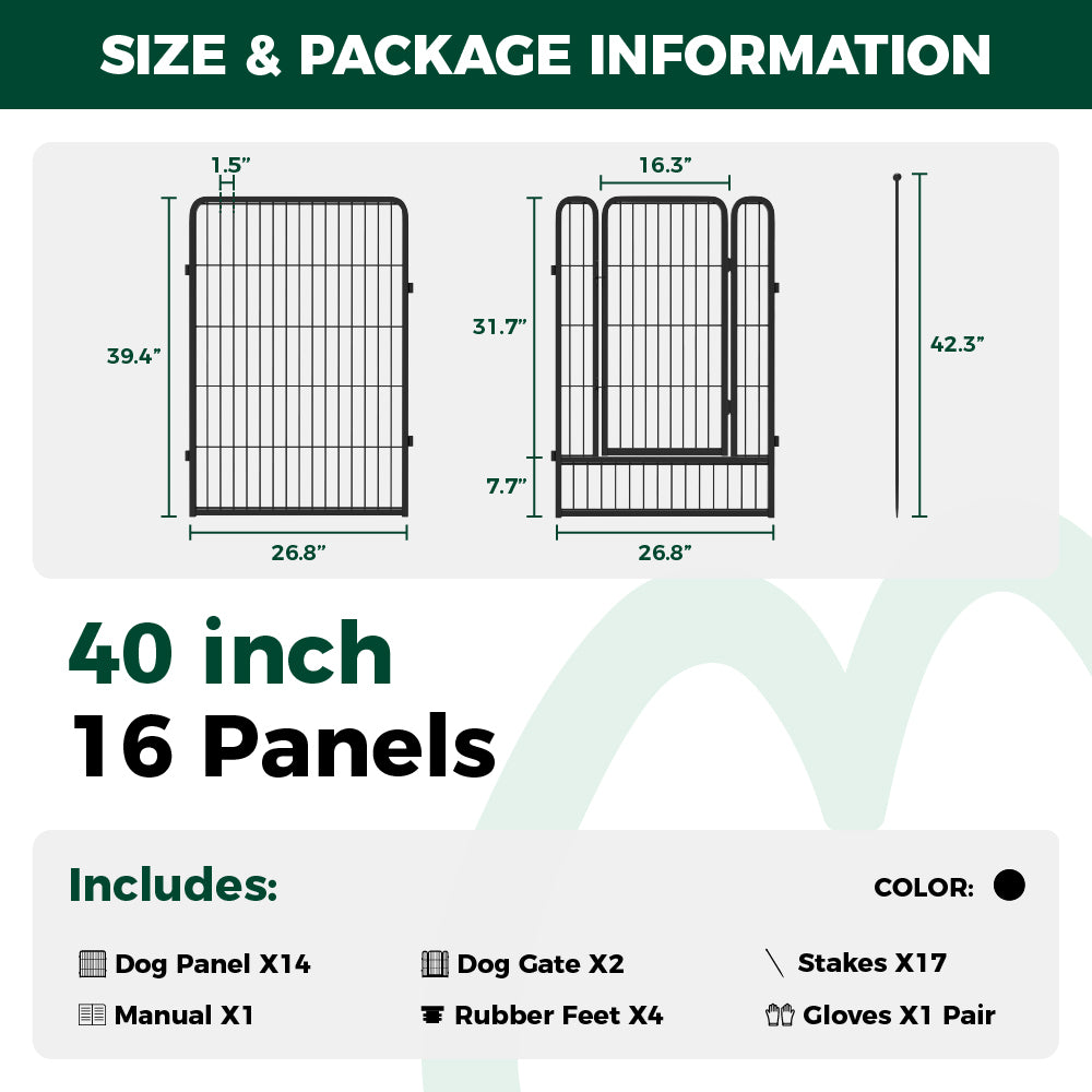 40 Inch 16 Panels Rollick Dog Playpen for All-Terrain FXW