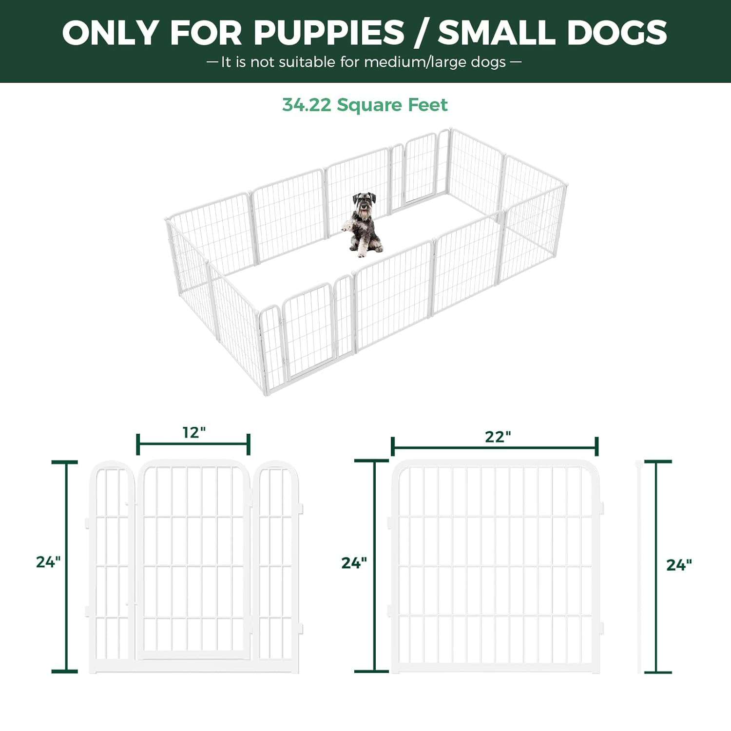 Bundle - White Homeplus Dog Playpen & Dog Playpen Partition Connector (Pack of 2)