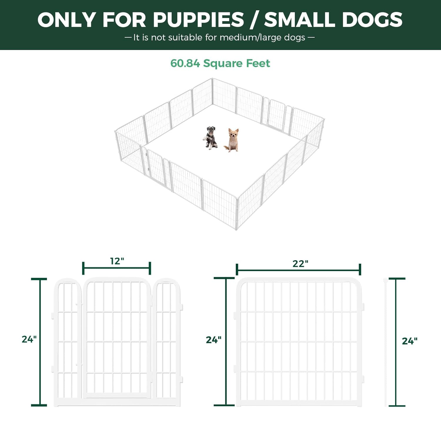 Bundle - White Homeplus Dog Playpen & Dog Playpen Partition Connector (Pack of 2)