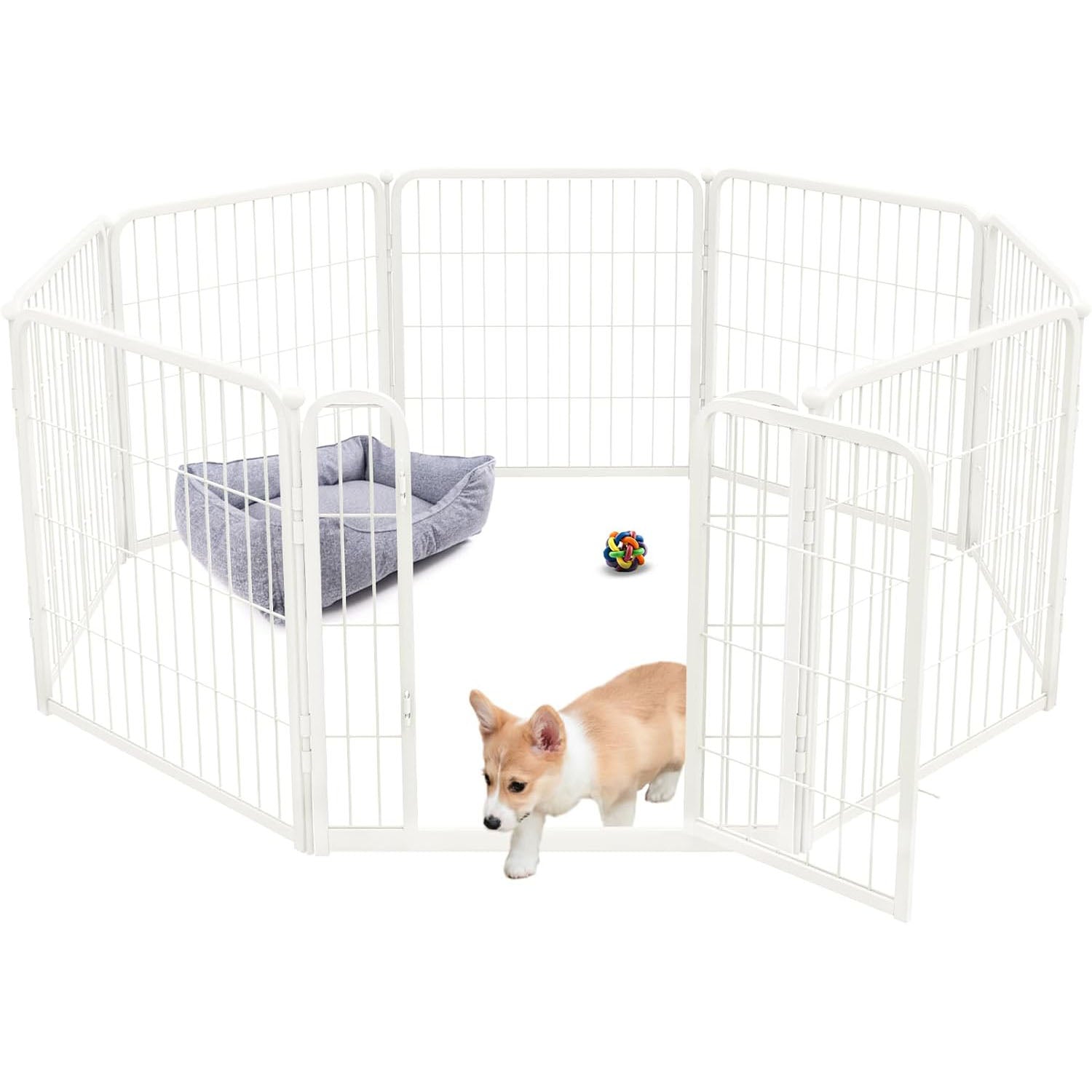 Bundle - White Homeplus Dog Playpen & Dog Playpen Partition Connector (Pack of 2)