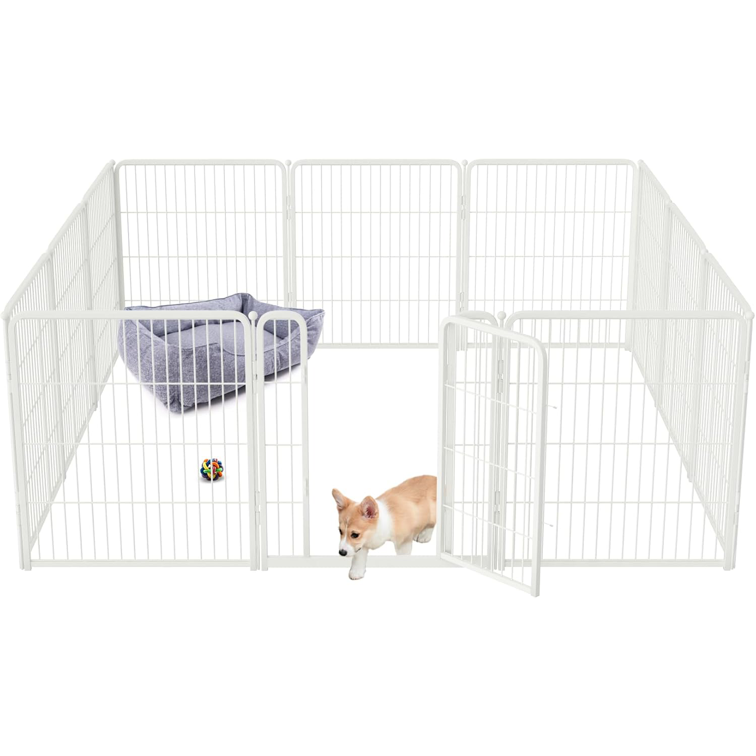 Bundle - White Homeplus Dog Playpen & Dog Playpen Partition Connector (Pack of 2)