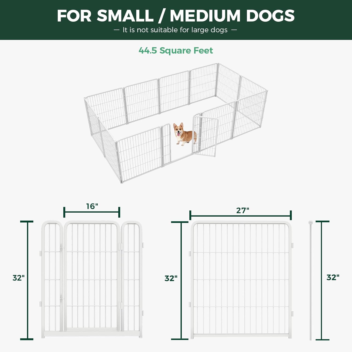 Bundle - White Homeplus Dog Playpen & Dog Playpen Partition Connector (Pack of 2)
