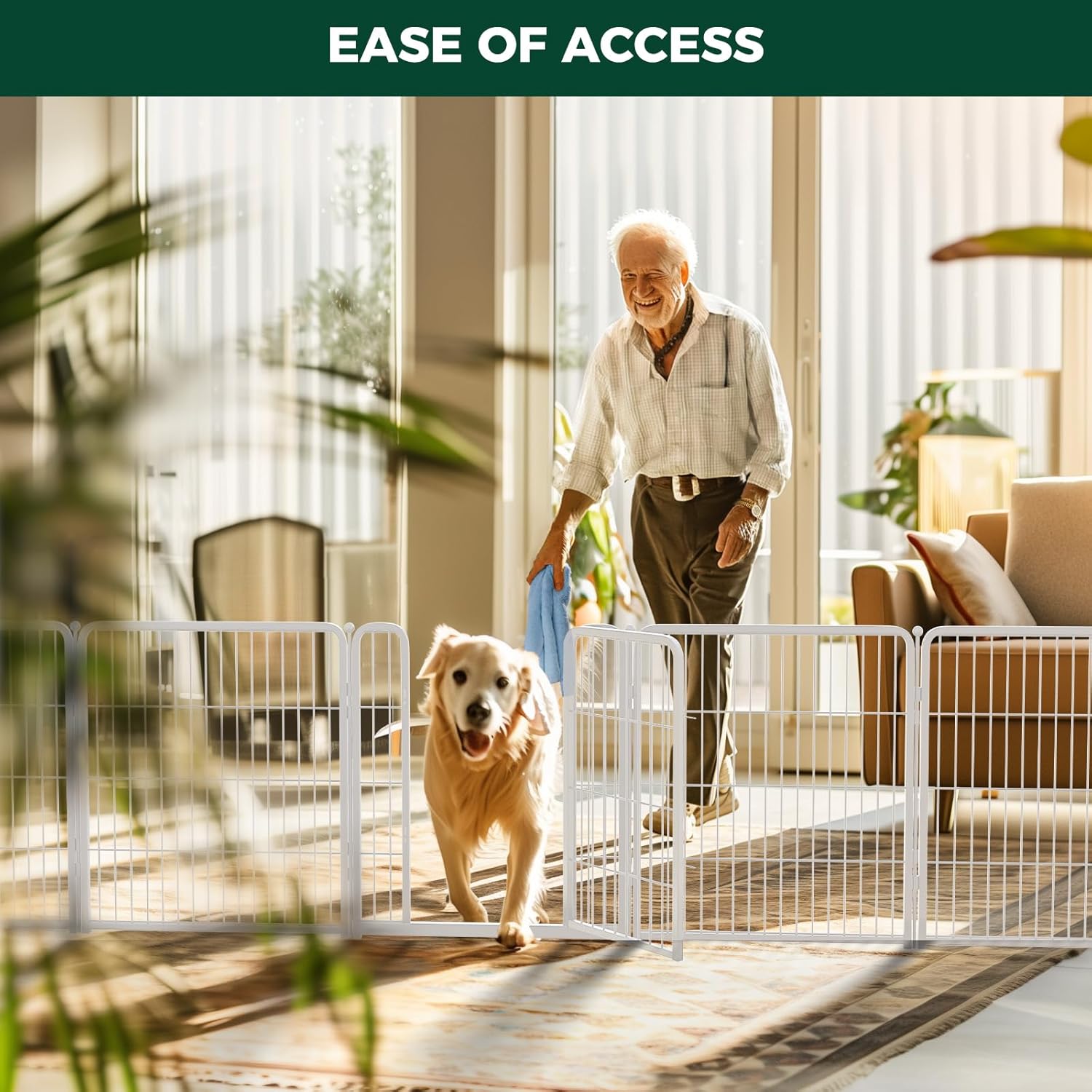 Bundle - White Homeplus Dog Playpen & Dog Playpen Partition Connector (Pack of 2)