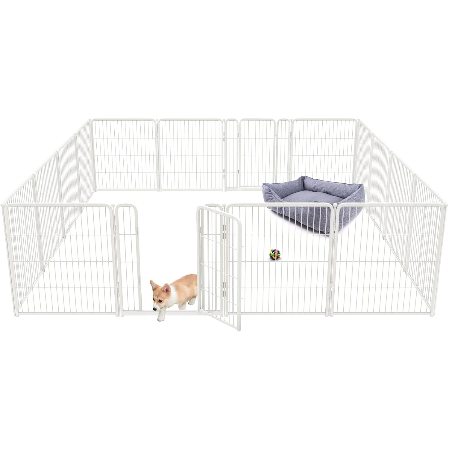 Bundle - White Homeplus Dog Playpen & Dog Playpen Partition Connector (Pack of 2)