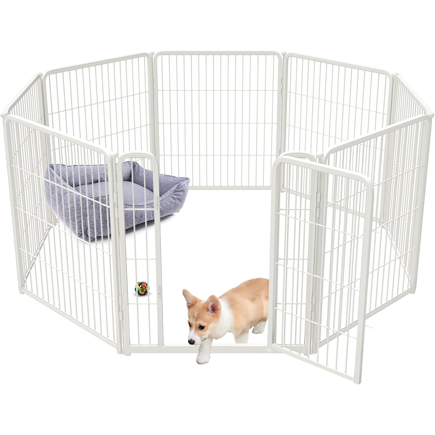 Bundle - White Homeplus Dog Playpen & Dog Playpen Partition Connector (Pack of 2)