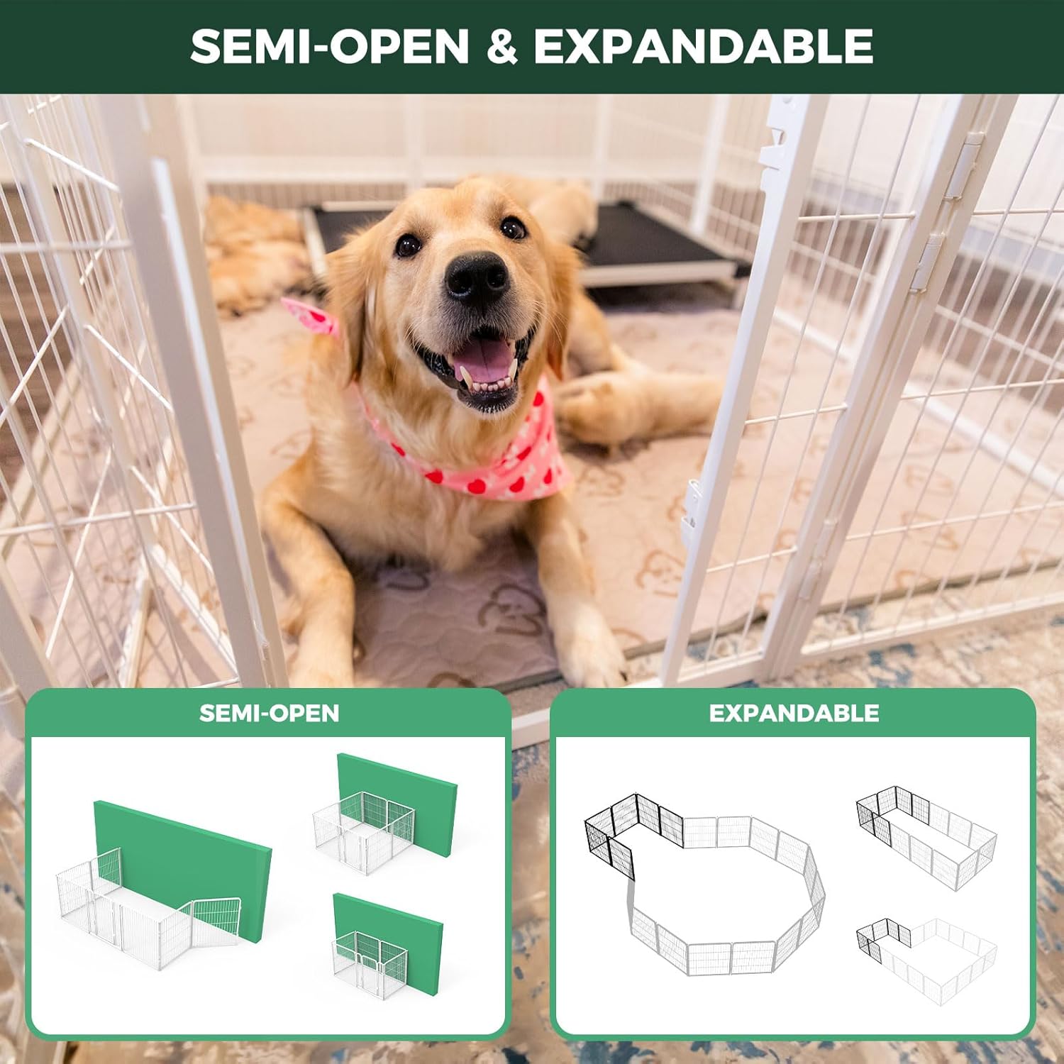 Bundle - White Homeplus Dog Playpen & Dog Playpen Partition Connector (Pack of 2)