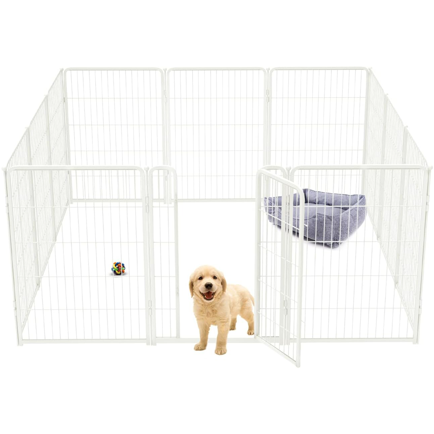Bundle - White Homeplus Dog Playpen & Dog Playpen Partition Connector (Pack of 2)