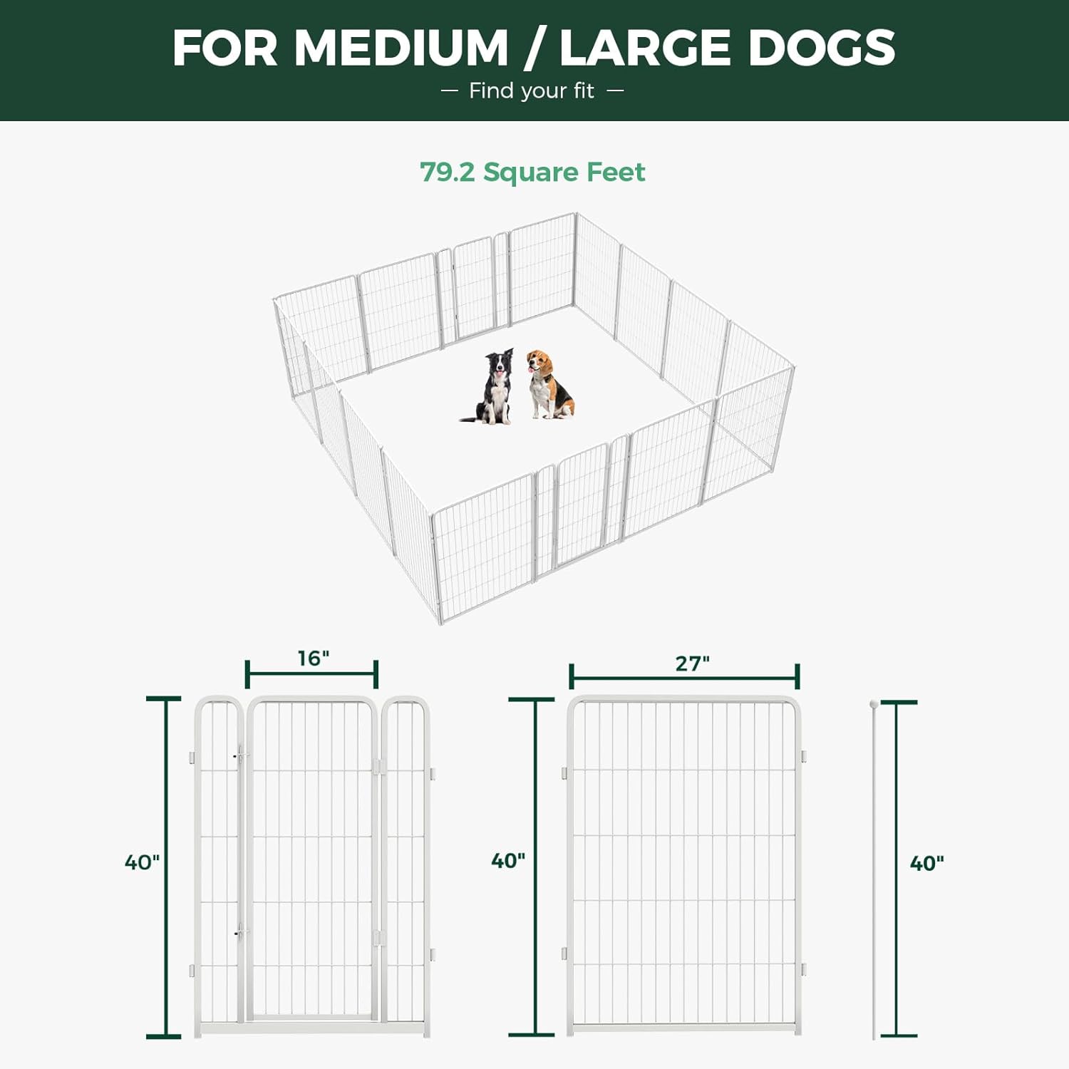 Bundle - White Homeplus Dog Playpen & Dog Playpen Partition Connector (Pack of 2)