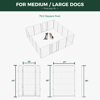 Bundle - White Homeplus Dog Playpen & Dog Playpen Partition Connector (Pack of 2)