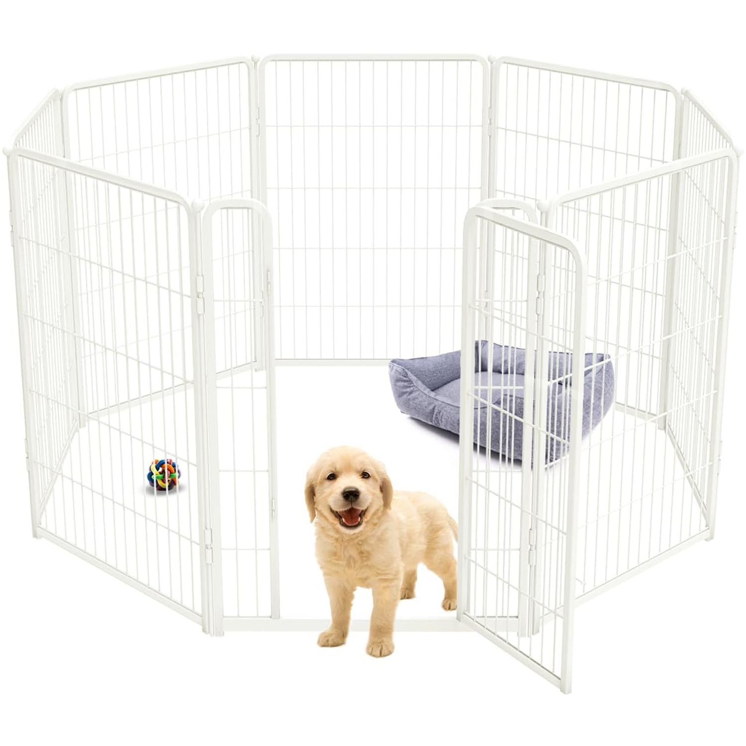 Bundle - White Homeplus Dog Playpen & Dog Playpen Partition Connector (Pack of 2)