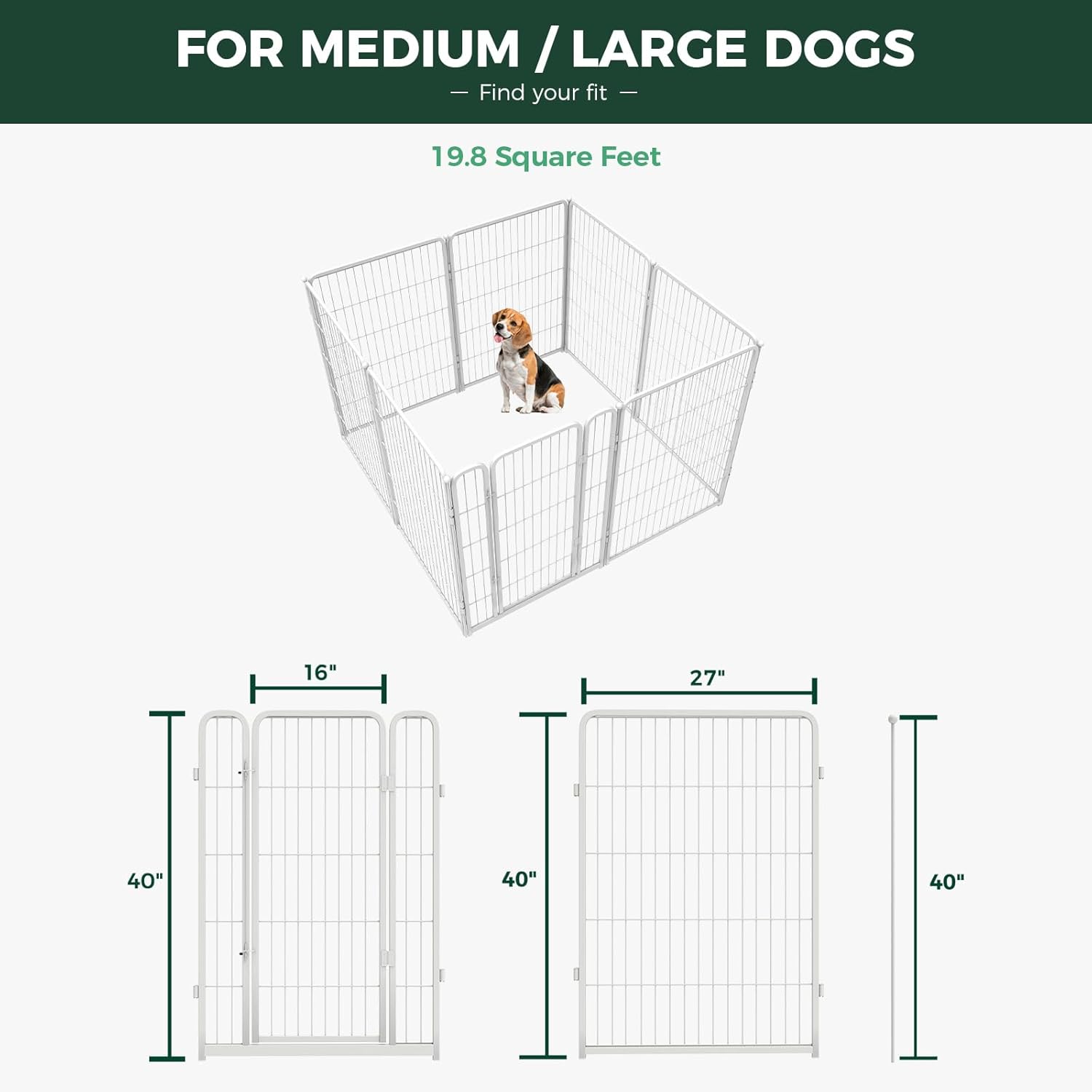 Bundle - White Homeplus Dog Playpen & Dog Playpen Partition Connector (Pack of 2)