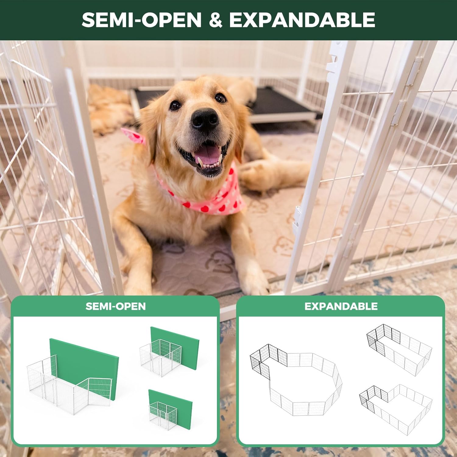 Bundle - White Homeplus Dog Playpen & Dog Playpen Partition Connector (Pack of 2)