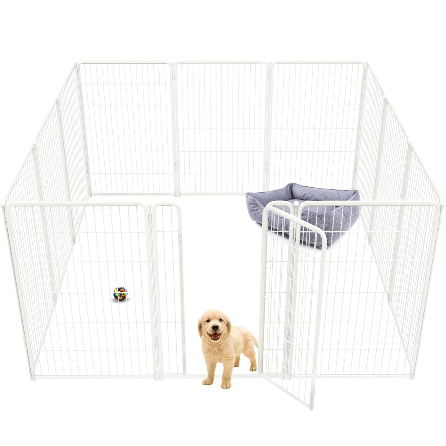 Bundle - White Homeplus Dog Playpen & Dog Playpen Partition Connector (Pack of 2)