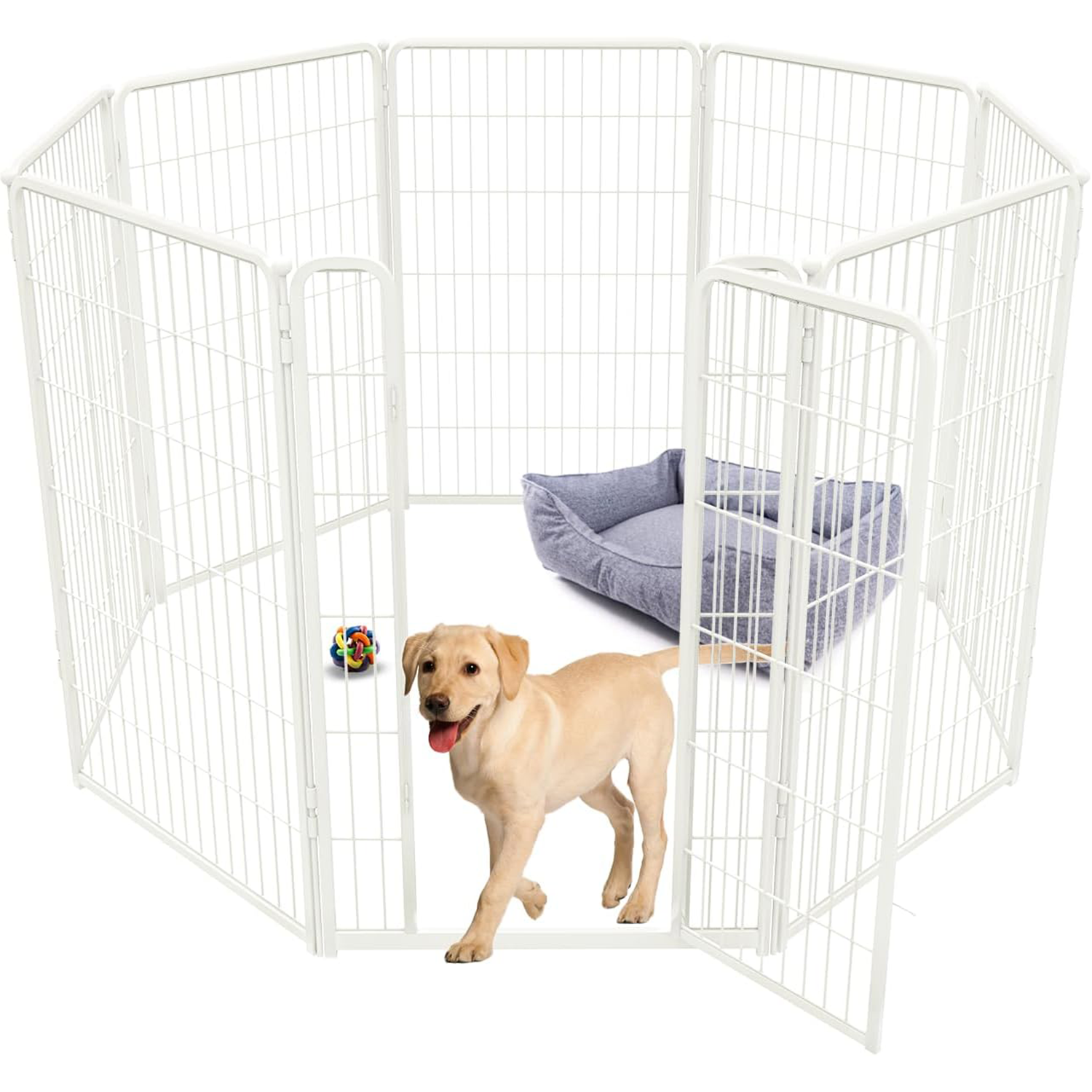 Bundle - White Homeplus Dog Playpen & Dog Playpen Partition Connector (Pack of 2)