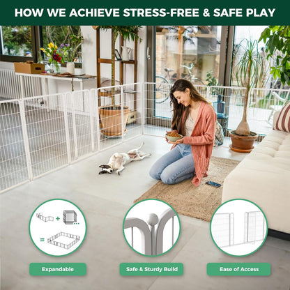 Bundle - White Homeplus Dog Playpen & Dog Playpen Partition Connector (Pack of 2)