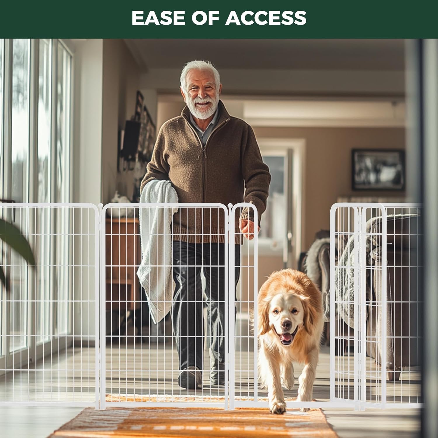 Bundle - White Homeplus Dog Playpen & Dog Playpen Partition Connector (Pack of 2)