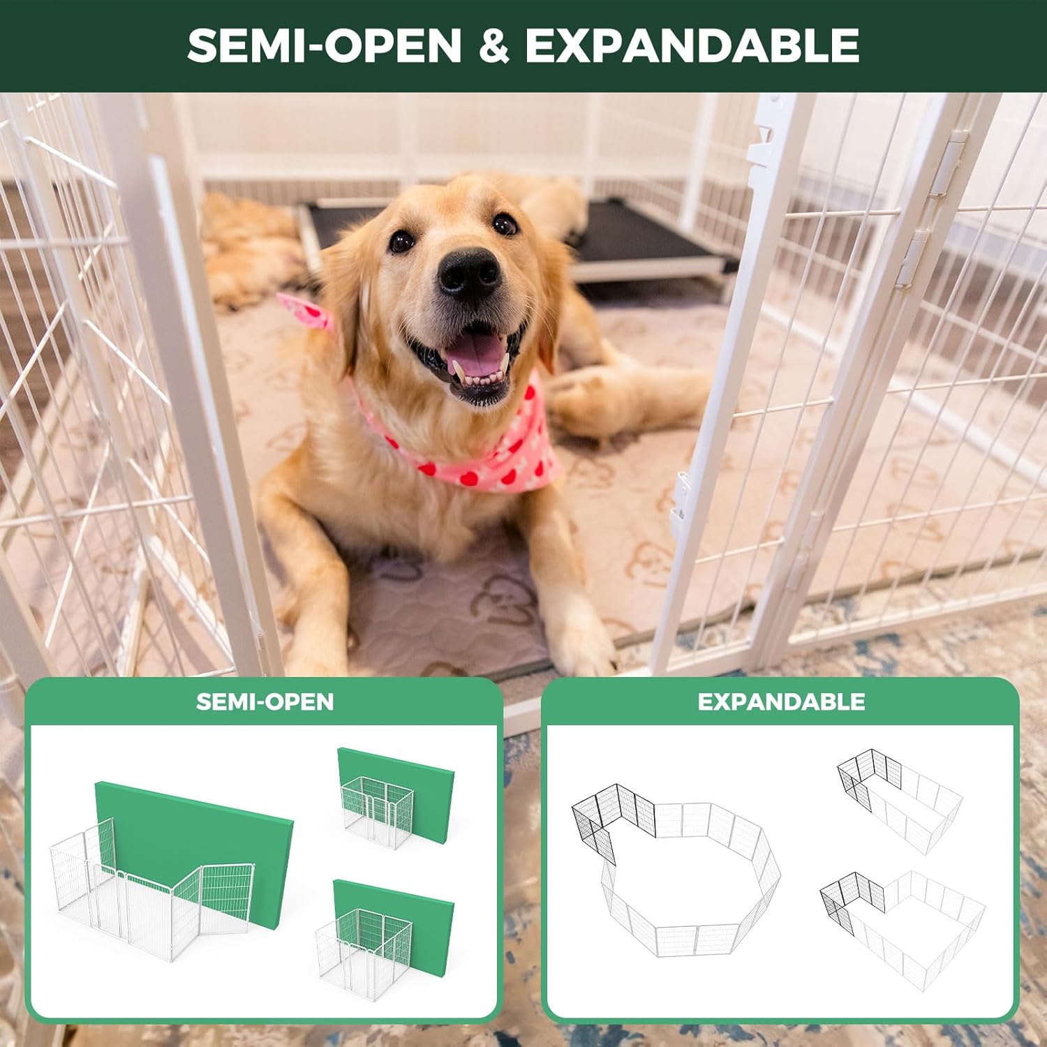 Bundle - White Homeplus Dog Playpen & Dog Playpen Partition Connector (Pack of 2)